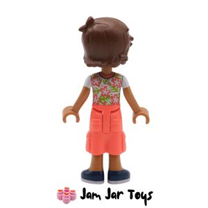 LEGO Friends Minifigure Leo - Flowered Shirt, Coral Cropped Trousers Rear View