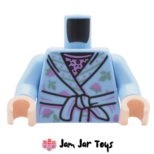 LEGO Ginny Weasley Bright Light Blue Robe Torso, Belt, Flowers, Lavender Shirt