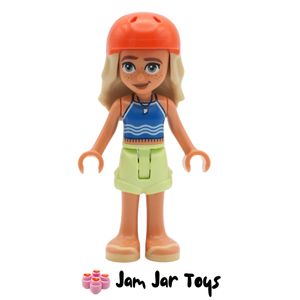 LEGO Friends Minifigure Sage - Tank Top, Green Shorts, Sandals, Bicycle Helmet.