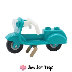 LEGO Bright Bluish Green Scooter, White Handlebars Side View