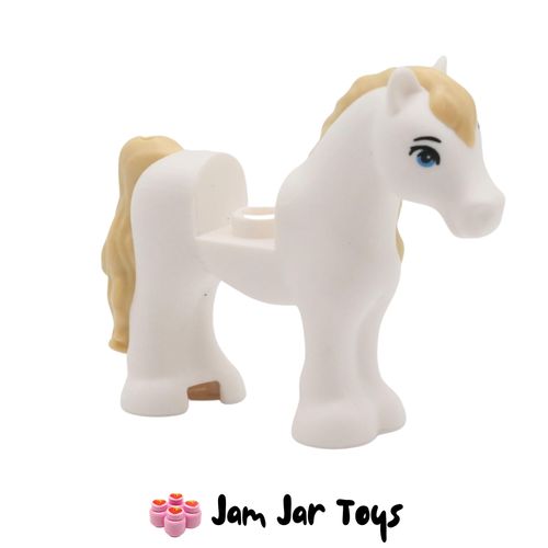 LEGO Minifigure White Horse / Foal / Pony, Tan Mane / Tail