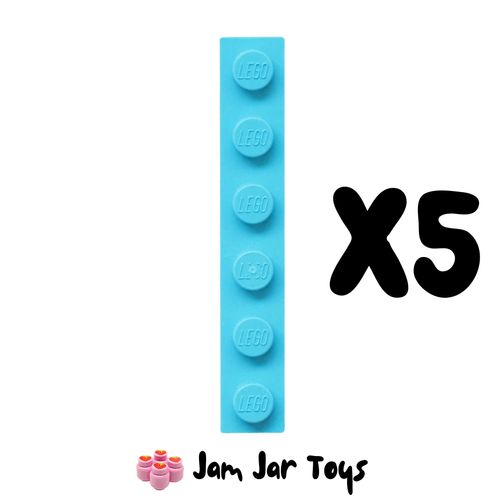 LEGO Five Medium Azure 1x 6 Tiles. ST144