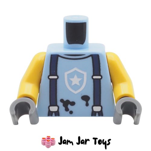 LEGO Torso – Light Blue Police Badge Shirt, Dark Blue Braces & Black Stains