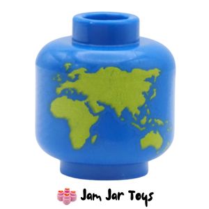 LEGO Blue Minifigure Head, Plain With Bright Green Globe