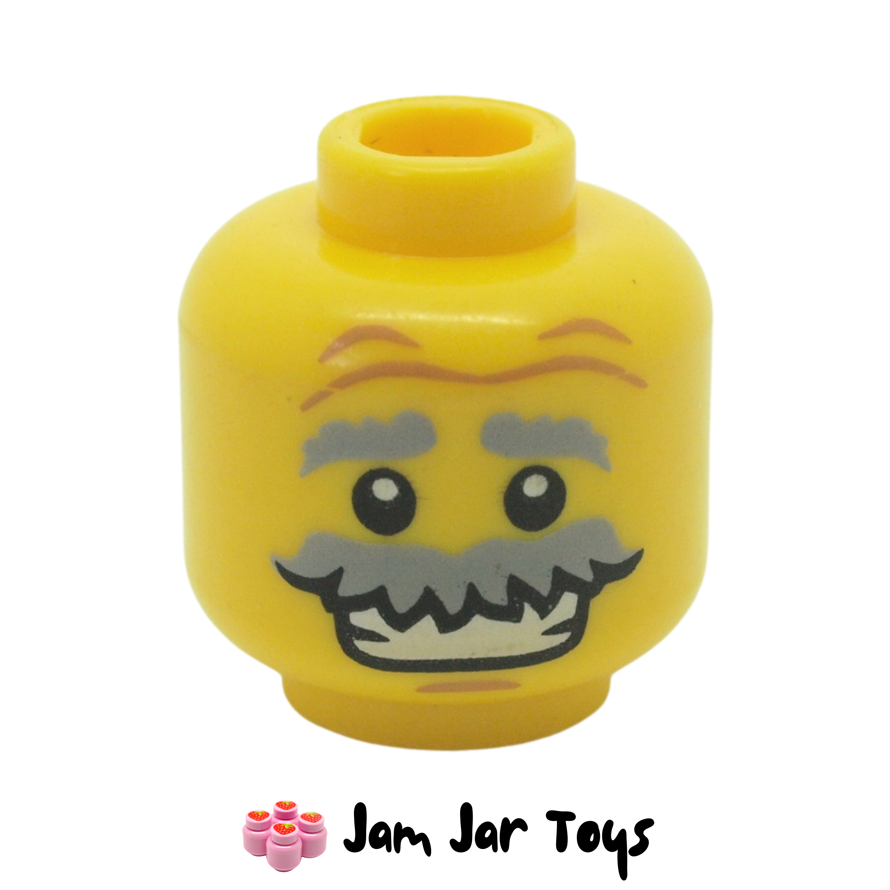 *NEW* 5 Pieces Lego Minifig YELLOW Head Male THIN GRIN with TEETH EYEBROWS 