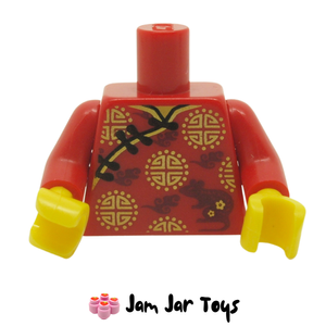 LEGO® Minifigure Torso Robe Gold Decorations Black Laces Rat Print. T40