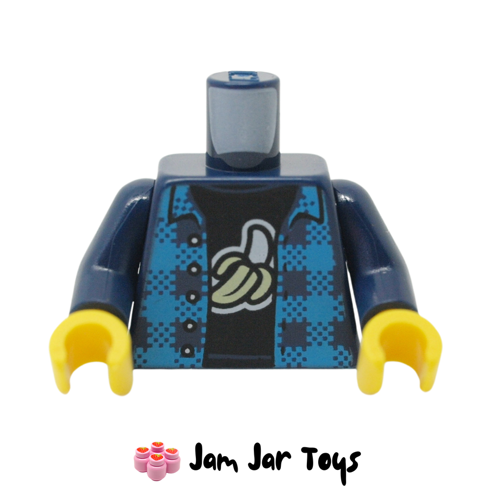 LEGO Dark Blue Plaid Shirt, with Peeled Banana