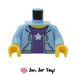 LEGO® Light Blue Torso Hooded Sweatshirt, Open Purple Shirt and Silver Star. T109