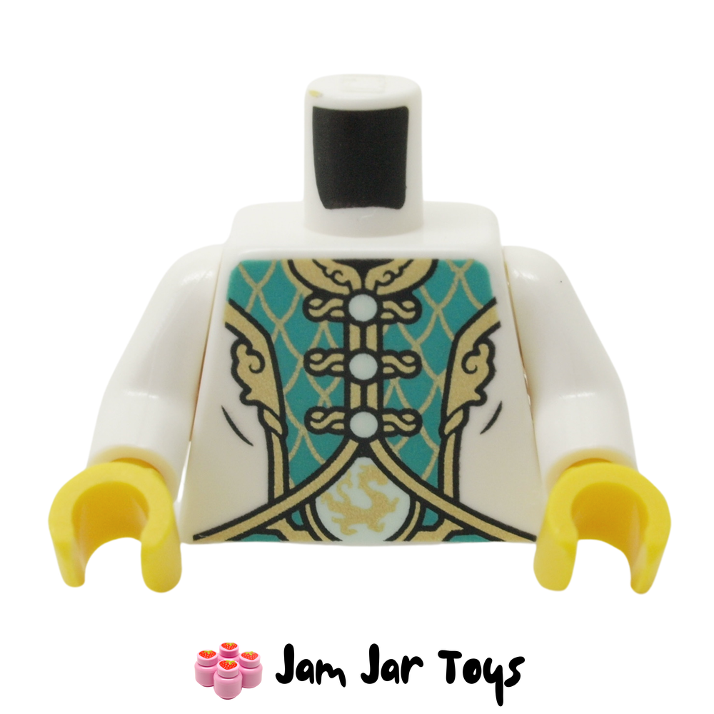 LEGO Dragon Of The East Torso Tunic, Dark Turquoise Panel, Gold Trim