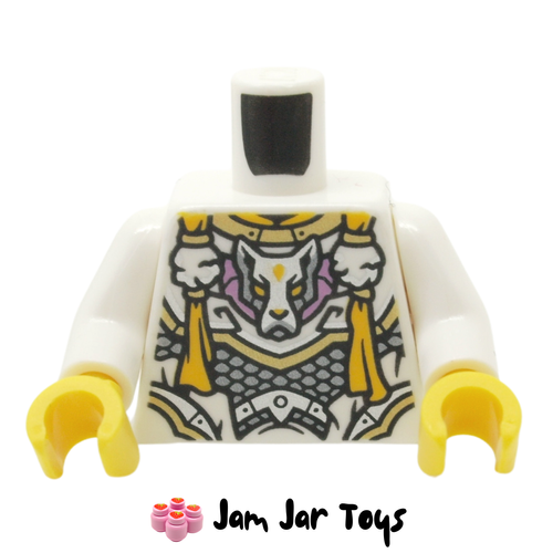 LEGO Erlang Torso, Light Bluish Grey Wolf, Yellow Decorations