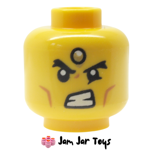 LEGO Erlang Head, Dual Sided, Big Arched Eyebrows, Gold Eye on Forehead and Clenched Teeth