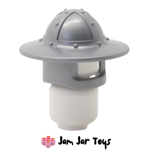 LEGO Flat Silver Knight Helmet with Chinstrap and Wide Brim