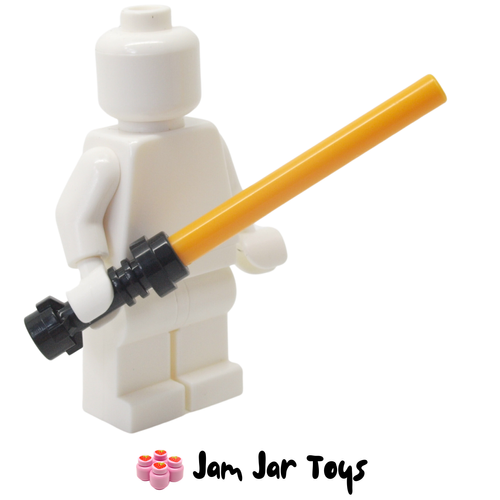 LEGO Star Wars Lightsaber With Black Hilt and Flame Yellowish Orange Wand