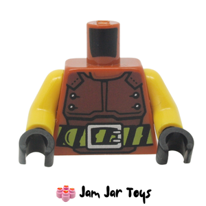 LEGO Dark Orange Vest, Reddish Brown Body Armour, Belt, Hazard Stripes