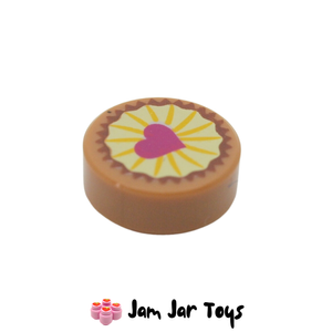 LEGO® Medium Nougat Cookie/Pie with Heart Centre 1 x 1 Round Tile KF27