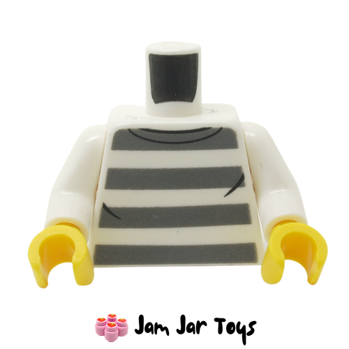 LEGO White Prison Sweater Torso, Dark Bluish Grey Stripes