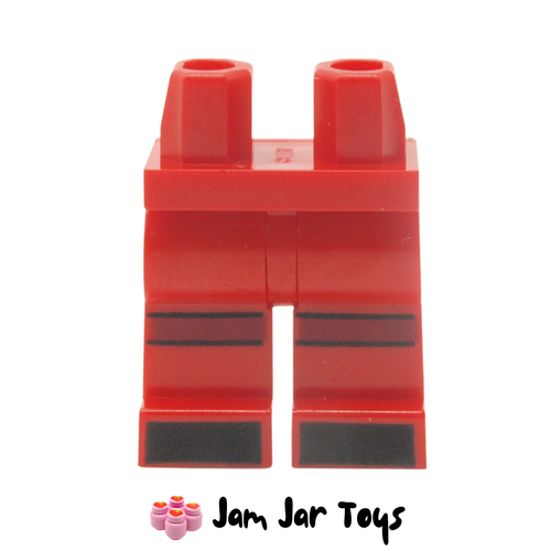 LEGO Red Legs with Dark Red Knee Bands, Black Toes.