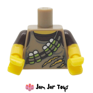 LEGO® Dino Tracker Torso, Torn Tank Top, Ammunition Belt over Dark Brown Shirt T249