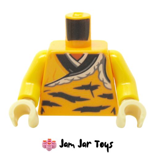 LEGO Bright Light Orange Torso, Tiger Fur, Yellow Robe, Black Trim.