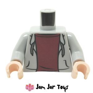 LEGO® Torso Hoodie, Open, Dark Red Undeshirt, Light Bluish Grey TO32