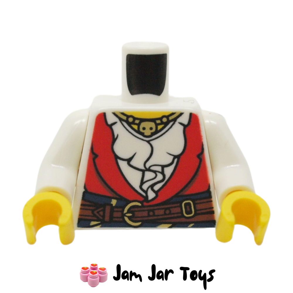 LEGO White Shirt with Ruffles, Under Red Vest, Dark Brown Belt