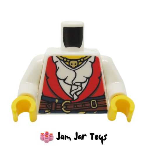 LEGO White Shirt with Ruffles, Under Red Vest, Dark Brown Belt