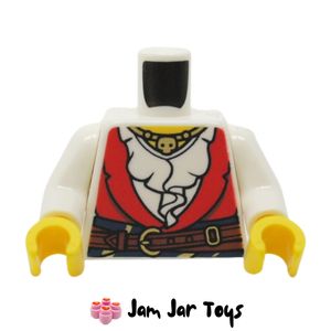 LEGO® White Shirt with Ruffles, Under Red Vest, Dark Brown Belt TO64