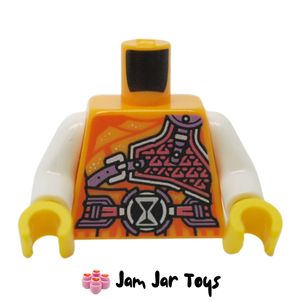 LEGO Izzie Bright Light Orange Torso, Lavender Straps, Coral Armour, Black/White Hourglass