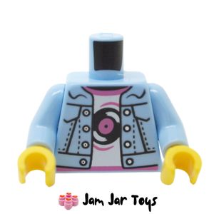 LEGO Bright Light Blue Jacket, White Shirt, Dark Pink Trim, Vinyl Record