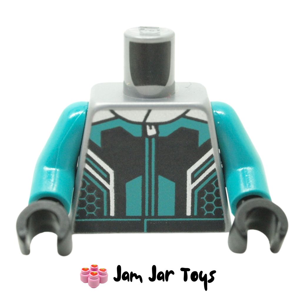 LEGO Flat Silver Racing Suit, Dark Turquoise/Black/Silver Markings