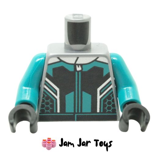 LEGO Flat Silver Racing Suit, Dark Turquoise/Black/Silver Markings