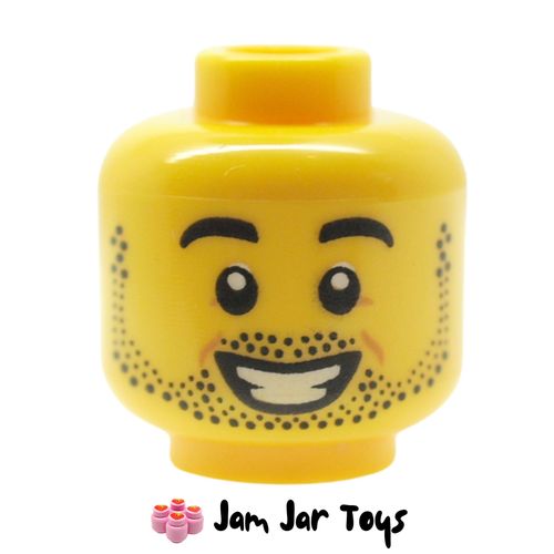 LEGO Head, Beard Stubble, Smiling with Teeth