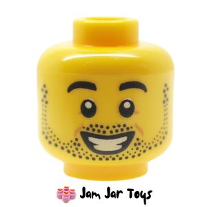 LEGO Head, Beard Stubble, Smiling with Teeth
