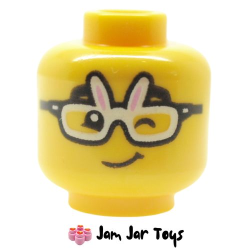 LEGO Head With Bunny Glasses, Wink, Smile