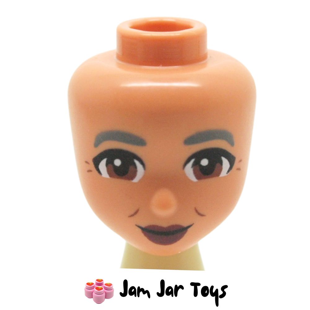 LEGO Abuelita Head, Nougat, Grey Eyebrows, Brown Eyes, Crows Feet.