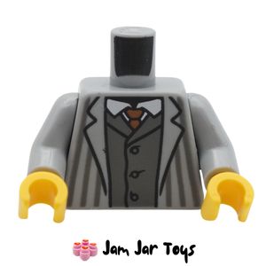 LEGO® Light Bluish Grey Suit, Striped Jacket, White Shirt, Sand Red Tie. TO192