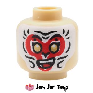LEGO® Tan Head, Red and White Face paint / Nougat Face. HF160
