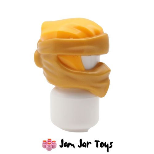 LEGO Bright Light Orange Wrap, Short Back Knot, Pearl Gold Mask.