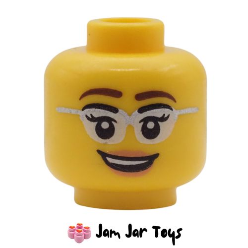 LEGO Head Glasses with Black Line on Frame, Open Mouth Smile.
