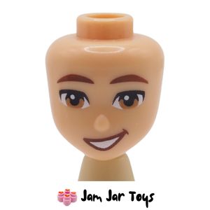LEGO Petch Warm Tan Head, Reddish Brown Eyebrows, Lopsided Open Mouth Smile with Teeth