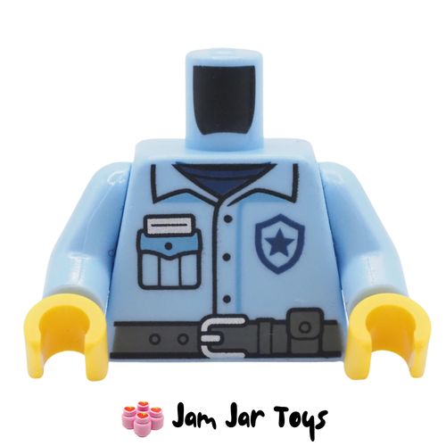 LEGO Bright Light Blue Police Uniform, Blue Star, Grey Belt, Pocket