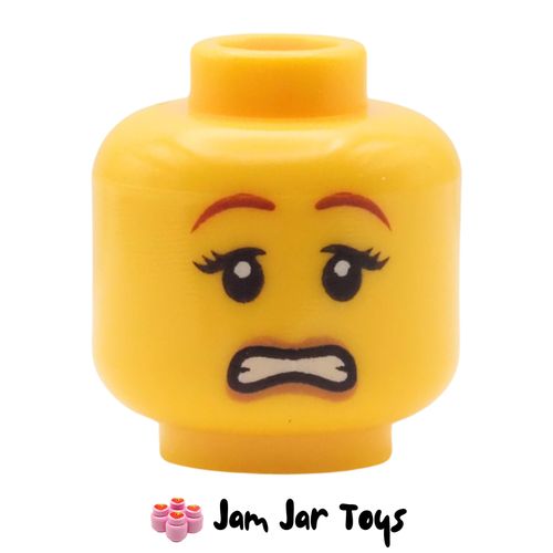 LEGO Yellow Head, Scared, Brown Eyebrows, Peach Lips