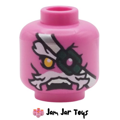 Dark Pink 100-eyed Demon Head, Yellow / Pink Eye, Eyepatch, Silver Strap Rear