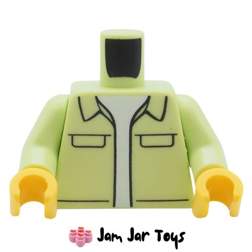 LEGO Yellowish Green Shirt Torso, White Undershirt.
