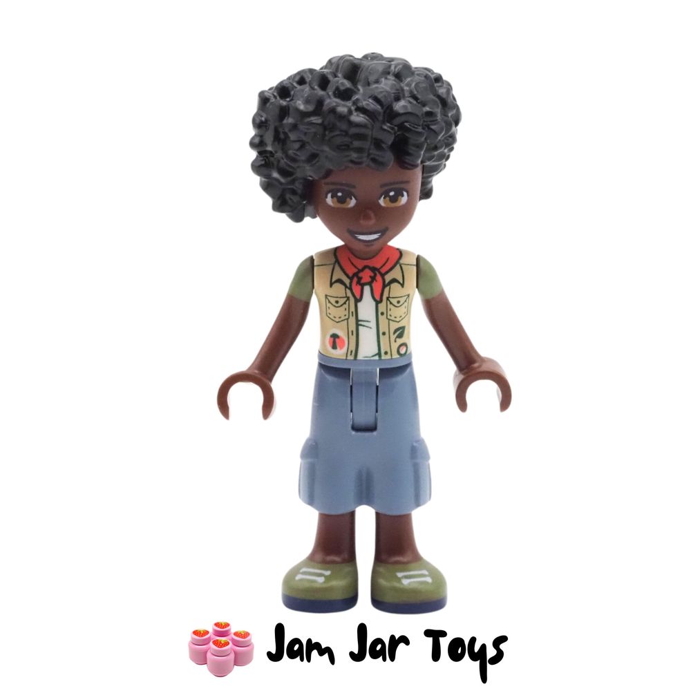 LEGO Friends Joaquim - Sand Blue Trousers, Tan Vest, Red Scarf. From Set 41717 LEGO Mia's Wildlife Rescue