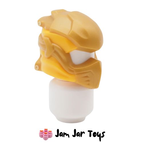 LEGO Pearl Gold Ninjago Helmet, Bright Light Orange Wraps, Knot.