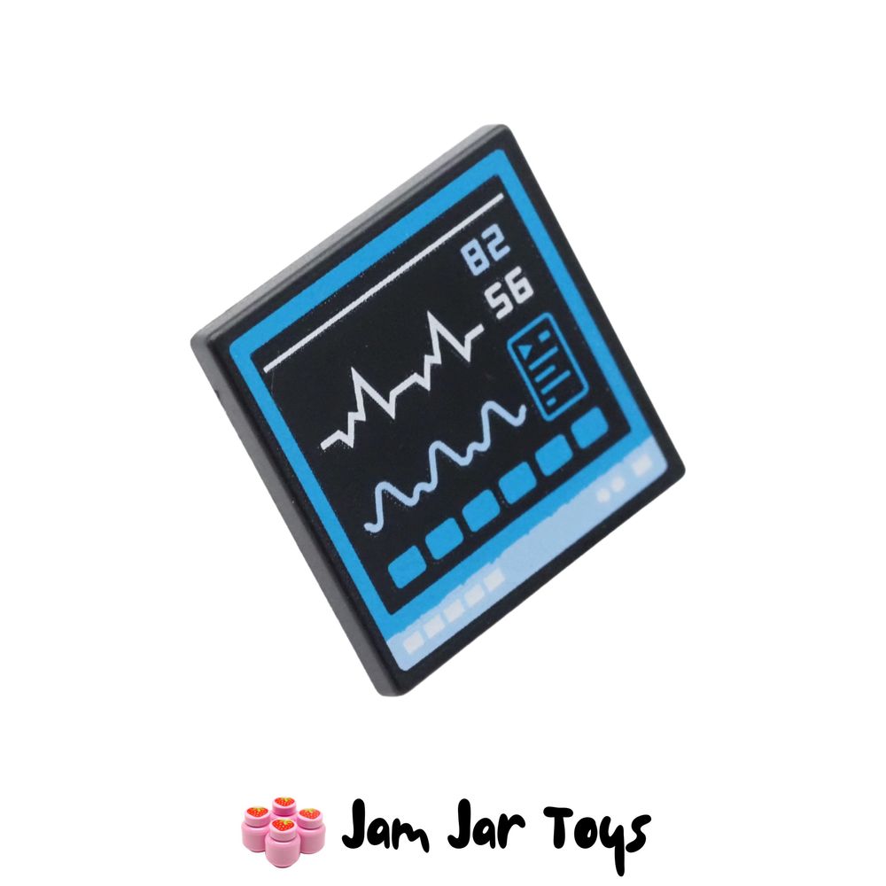 LEGO Black Medical Monitor Clip-on Square Sign 2 x 2.