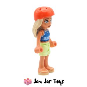 LEGO Friends Minifigure Sage - Tank Top, Green Shorts, Sandals, Bicycle Helmet. Side View
