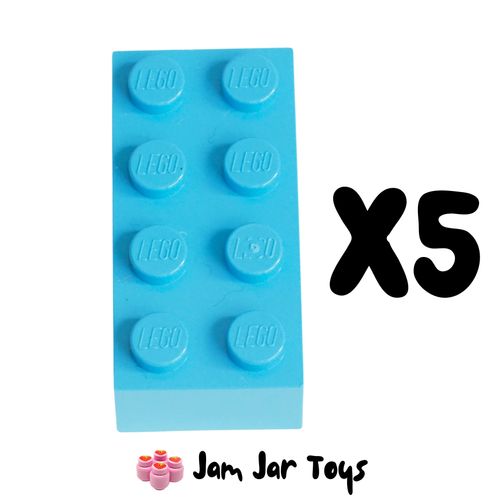LEGO Five Dark Azure Bricks 2 x 4. BK29