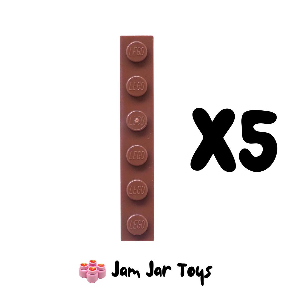 LEGO Five Reddish Brown 1x 6 Tiles.